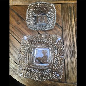 Vintage diamond cut design candy dishes.